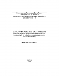 Capa para Estruturas Agrárias e Capitalismo: contribuição para o estatuto da ocupação do trabalho na Zona da Mata central de Minas Gerais (séculos XVIII e XIX)